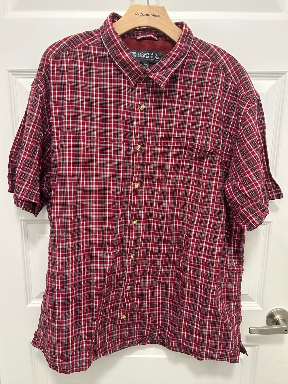 Mountain Hardwear Men's Red Plaid Short-Sleeve Button-Down Shirt